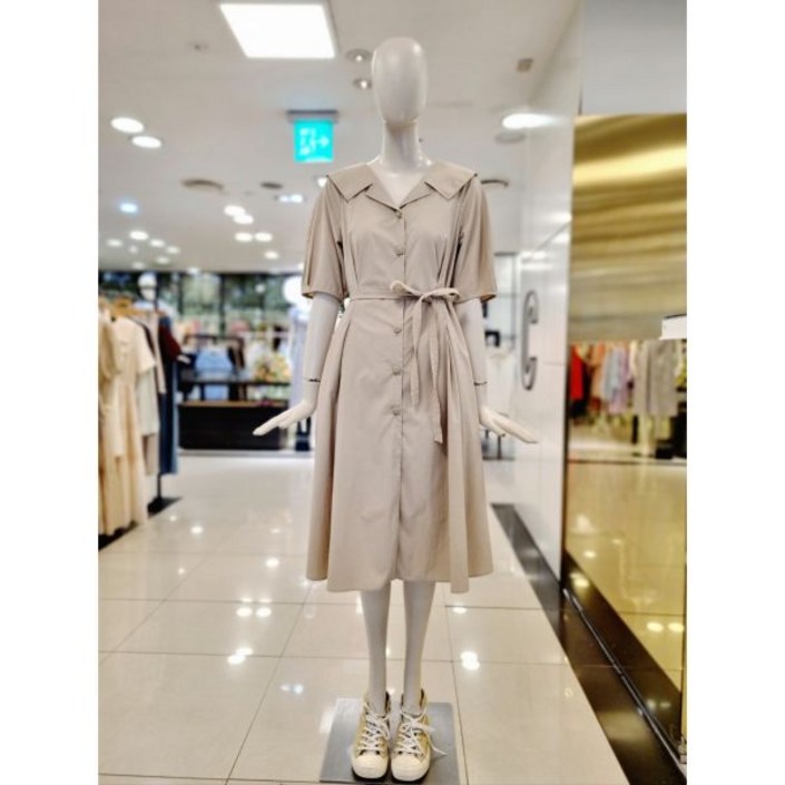 씨씨콜렉트 와이드카라 벨티드 핀턱 원피스 E253MSE102