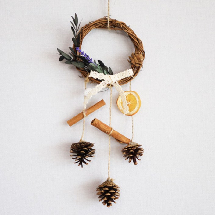 솔방울 원형 리스 모빌  미술활동  만들기수업  공예  방과후  DIY  리스만들기  만들기재료  만들기키트  모빌  만들기세트  돌봄교실  자연물  계피, 혼합색상