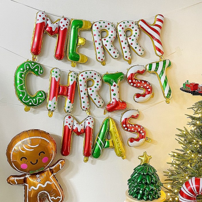 크리스마스 알파벳 이니셜 쿠키 나라 풍선 세트 홈 장식 용품, 쿠키풍선세트
