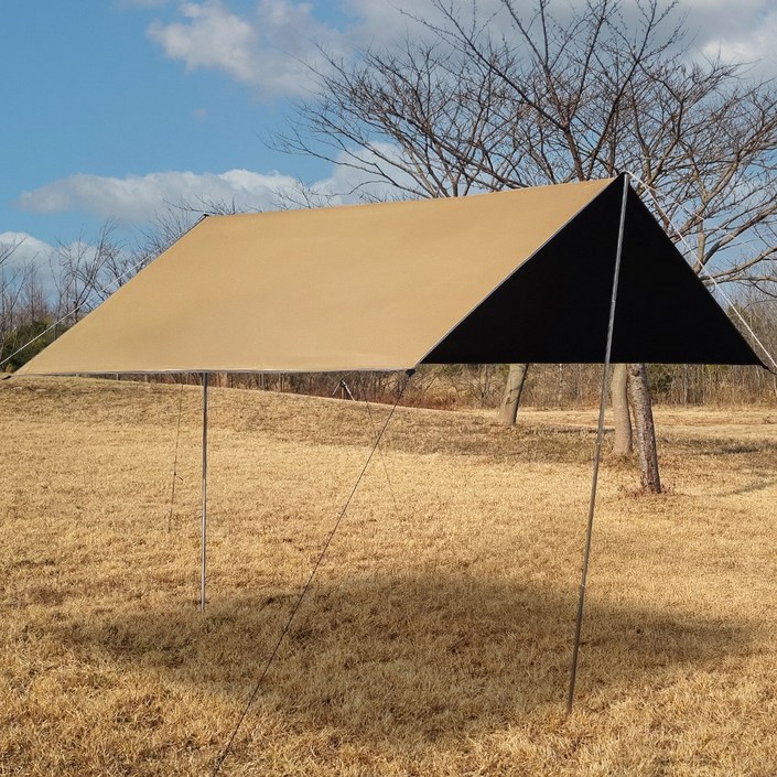 캠프빌리지 블랙코팅 방수 렉타타프 T1 + 폴대 세트