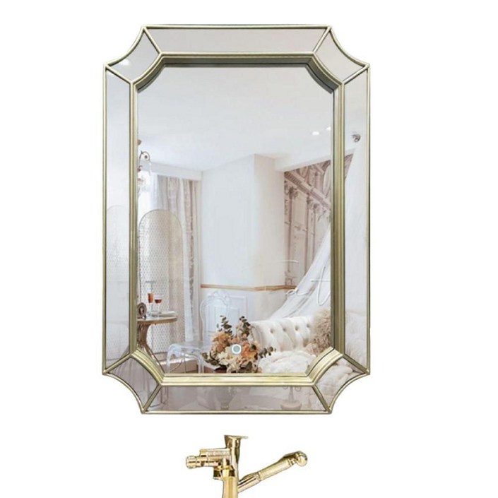 유럽식 욕실 벽걸이 빈티지 골드팔각거울 화장실 화장대
