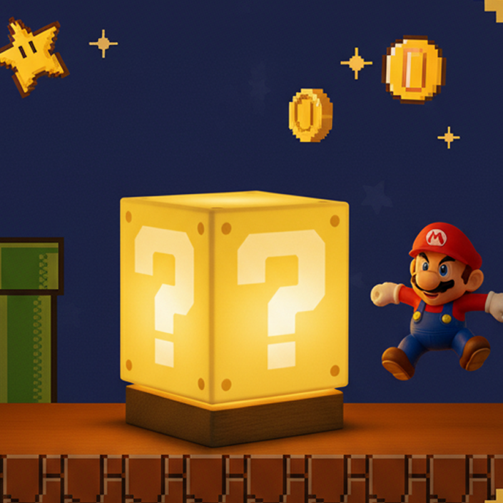 도르리 슈퍼마리오 어린이 침실 포근한 무드등 물음표 머리맡 수면 무드등, 1개