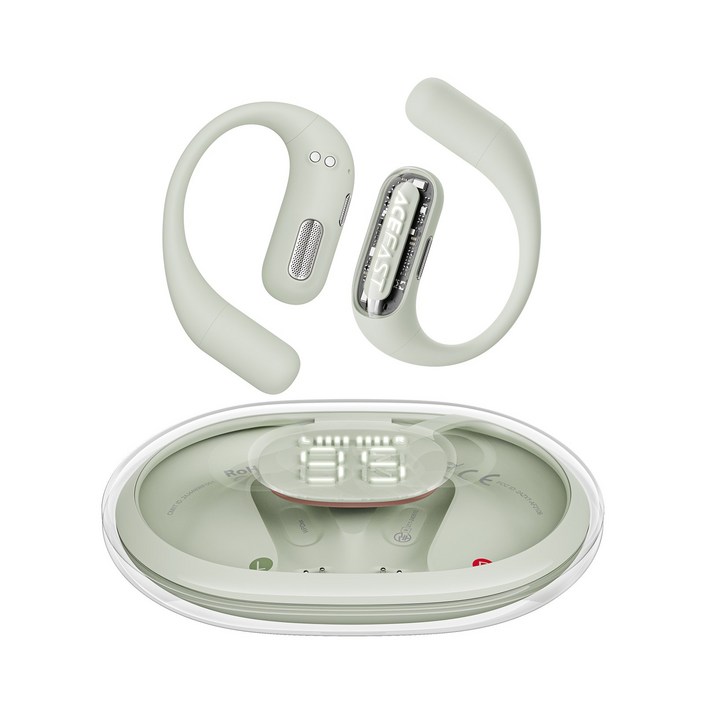 ACEFAST 투명 오픈형 무선 블루투스 이어폰 노이즈캔슬링 LED 귀걸이형 ACEFIT Pro, 그린