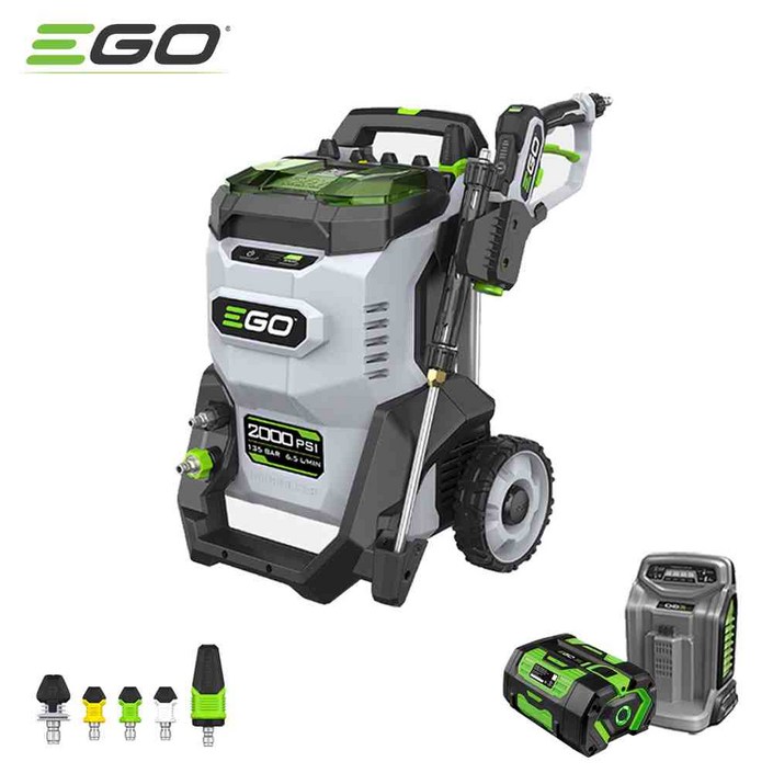 EGO 이고파워 HPW2000E 충전 무선 고압세척기 135BAR 세트 베어툴 56V, 화이트, 베어툴(본체)+배터리(7.5Ah)1개+충전기