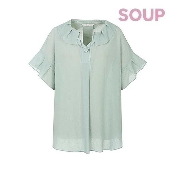 숲SOUP 플레어 슬리브 오픈칼라 블라우스SX5SS84
