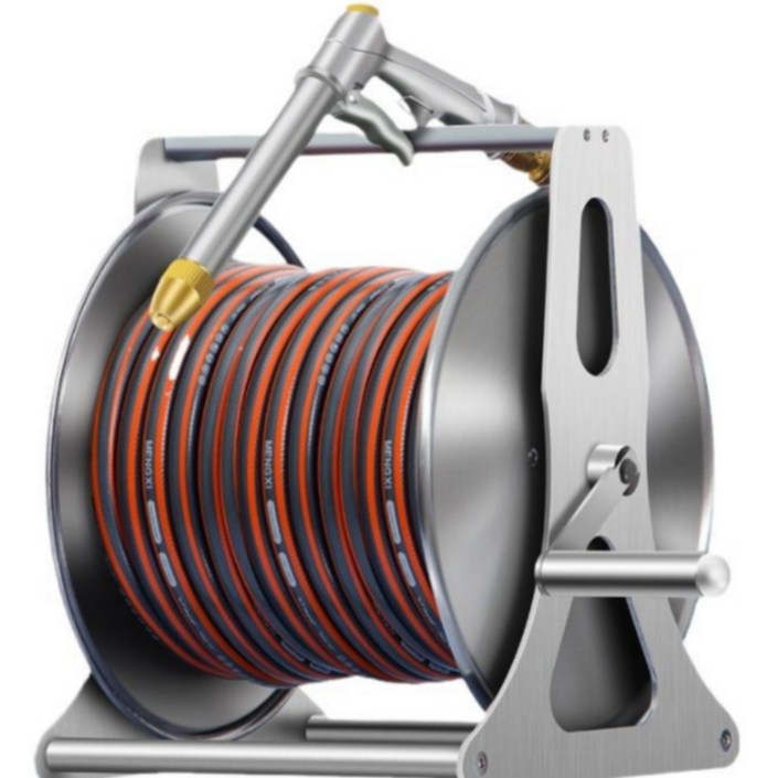 스테인리스 스틸 그레이 최고급 스테인레스 릴호스 고압 분사기 정원 호수 물, 42m
