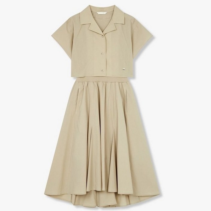 지컷 오픈 카라 셔츠 레이어드 원피스 7295237103 2926198