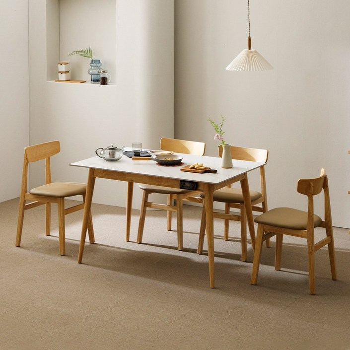 마이엘 마티 4인용 통 포세린 세라믹 12T 언더렌지 인덕션 테이블 식탁세트