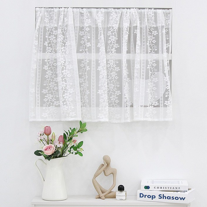 로맨틱 레이스커튼 감성 베란다 현관 속커튼 가리개