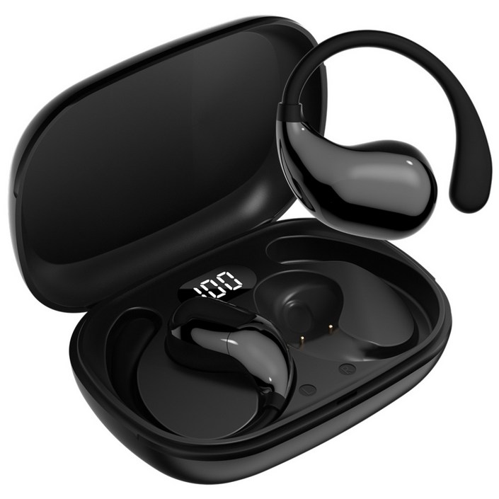 [한정특가]Wapik와피크 무선 블루투스 이어폰 R3 오픈형 귀걸이형 ENC고음질, 블랙