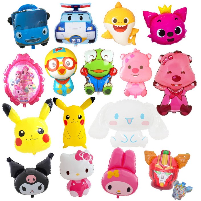 쏙쏙마켓 캐릭터 슈퍼쉐입 은박풍선 생일파티용품 16종, 1개, 아기상어