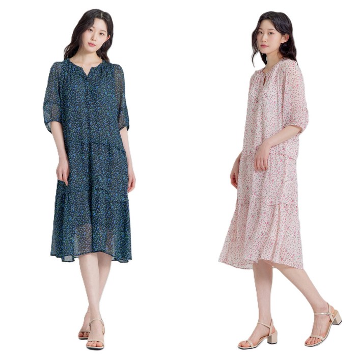 지센 이월상품 부산점  쉬폰 플라워 패턴 원피스 LFOPP404 2컬러