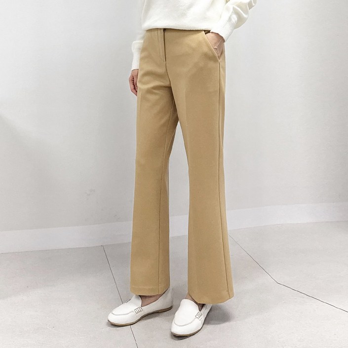 포근한 겨울 라인업 기모팬츠 일자바지부츠컷 빅사이즈 여성 스판 밴딩 모직