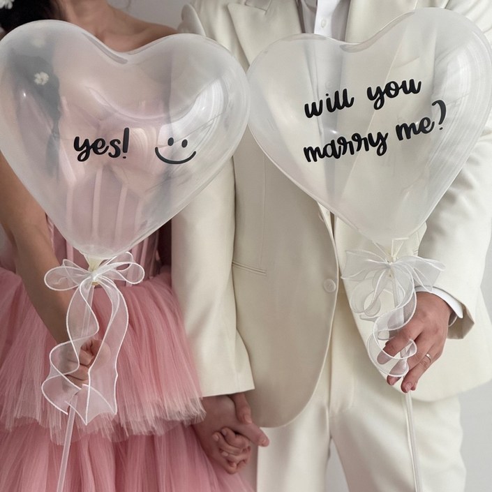 현재의태도 웨딩촬영 하트풍선 레터링세트 여분풍선 프로포즈 윌유메리미