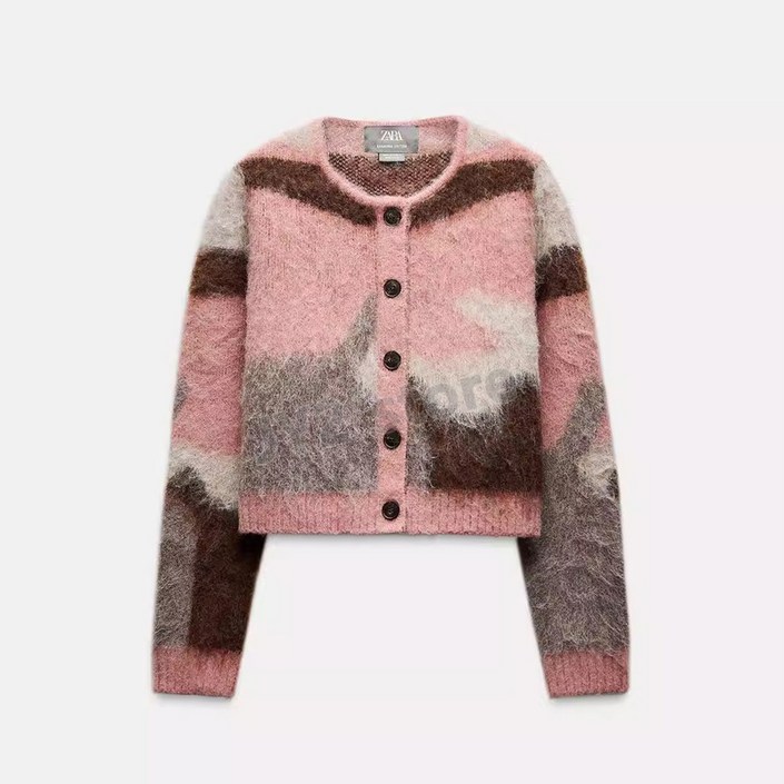 22Y10234 ZARA 여자신상 배색 니트가디건 슬림핏 스웨터 9598520 9598521