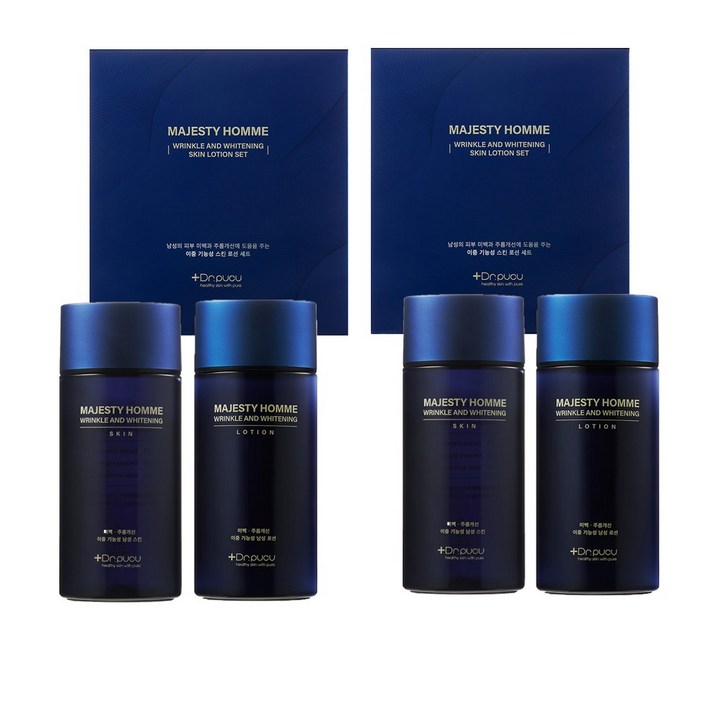 중년남성면도피부 진정주름탄력 미백 개선 마제스티 옴므 링클 앤 화이트닝 스킨로션 세트, 2개