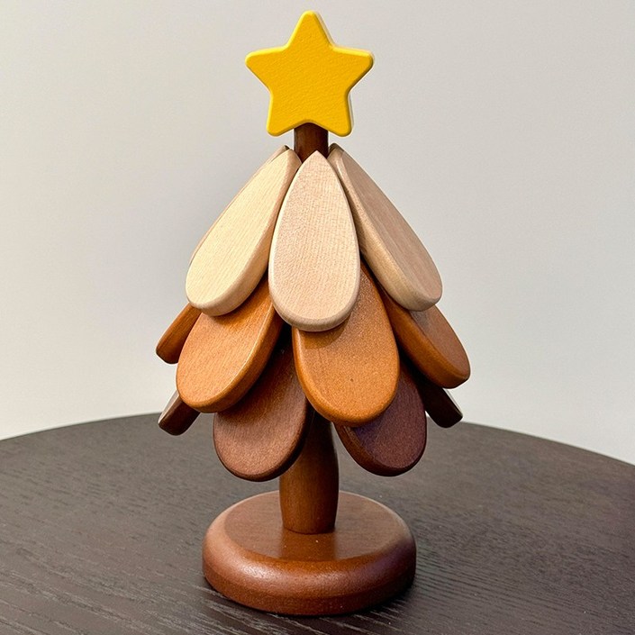 FONOW 집들이선물 크리스마스 트리 스타일링, 식탁 단열 매트, 열 방지 원목 컵 받침 커피 매트