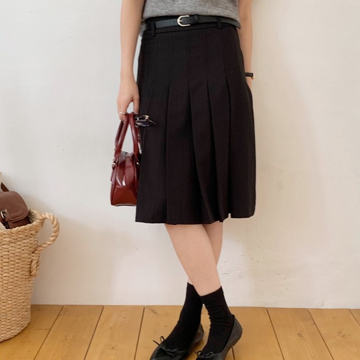 SML사이즈 여성 데일리 플리츠 미디 스커트