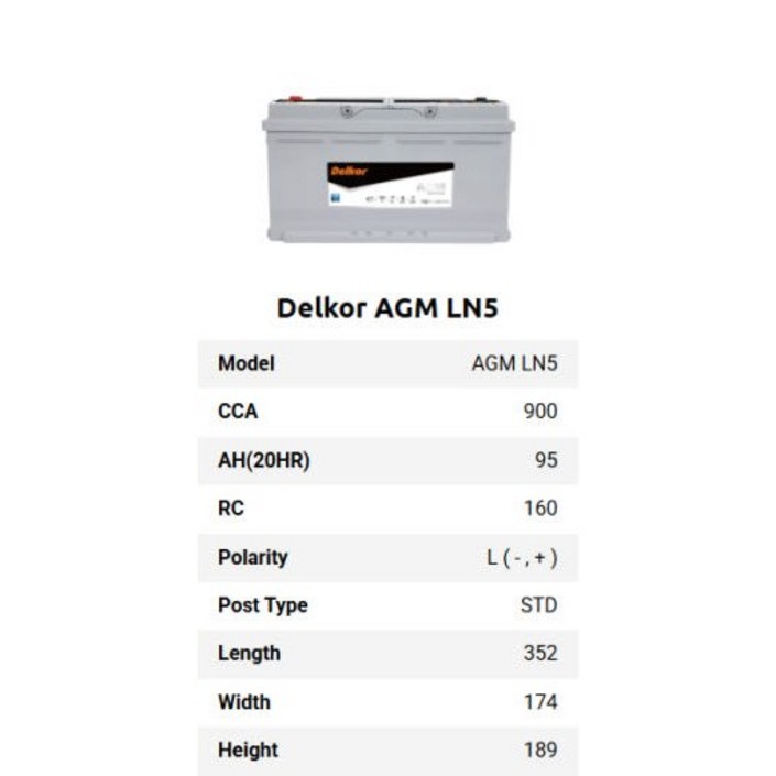델코 ln2 ln3 ln4 ln5 자동차 배터리 AGM60 70 80 95 밧데리
