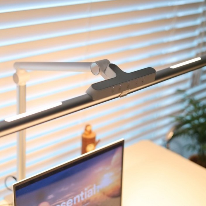 디트렌드 루미나 와이드 LED 책상 스탠드 조명 공부용 사무용 독서등 시력보호, 새틴실버, 기본형클램프타입받침대