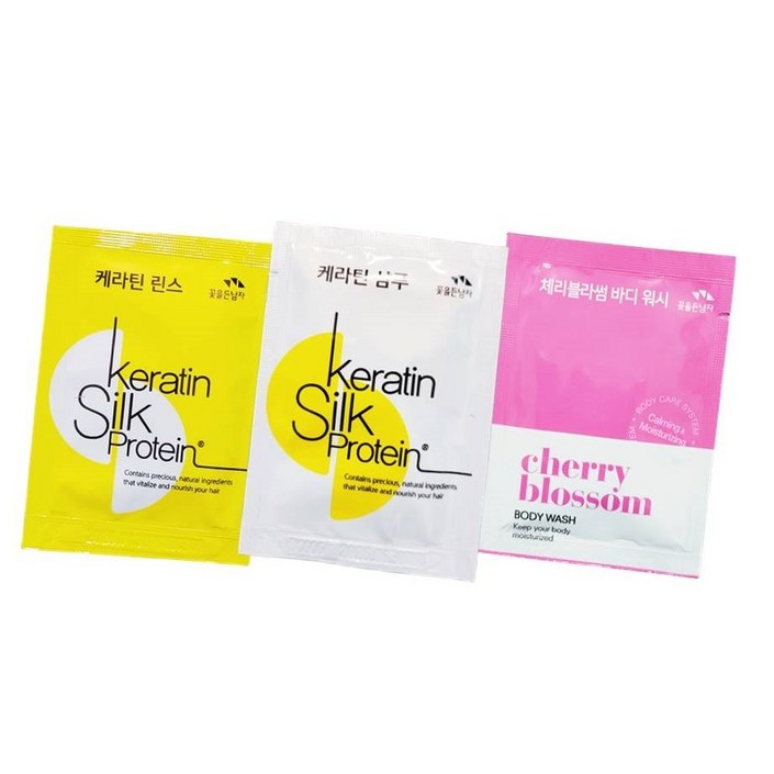 여행용 10ml 케라틴샴푸 10개린스10개체리 바디워시10개 총30개 일회용 꽃을든 남자