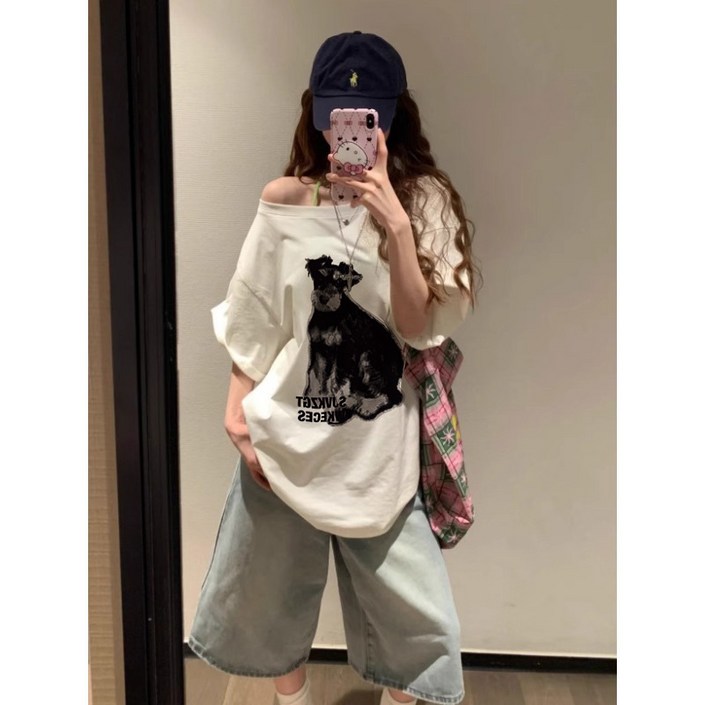 YioYcc 여성 티셔츠 빅사이즈 반팔티