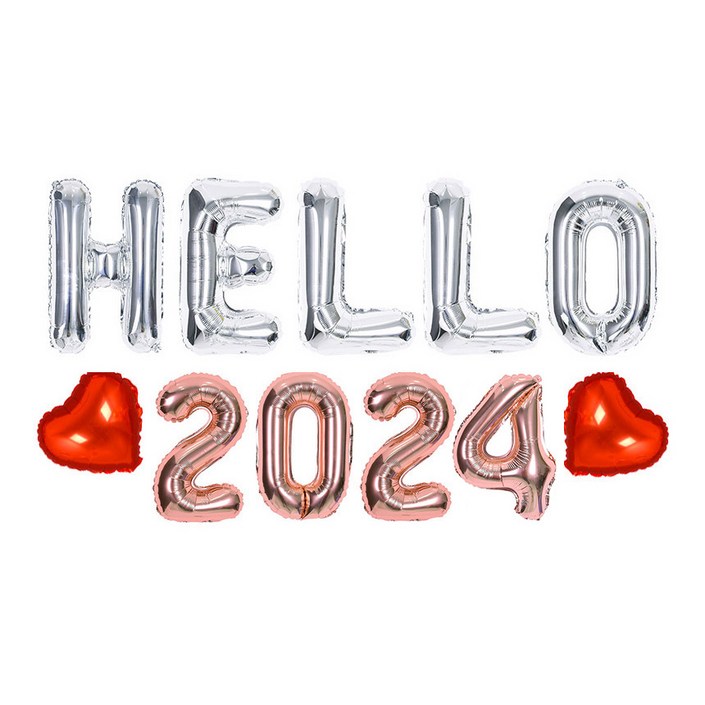 제이벌룬 크리스마스 신년 은박풍선 세트 hello 2024 하트