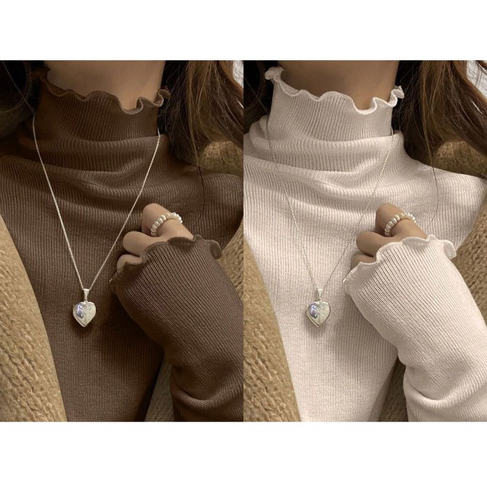 11 여자 목폴라티 캐주얼 가을 겨울 반폴라 긴팔티 슬림핏 이너티 상의 심플 데일리 여성 긴팔 티셔츠 WXY