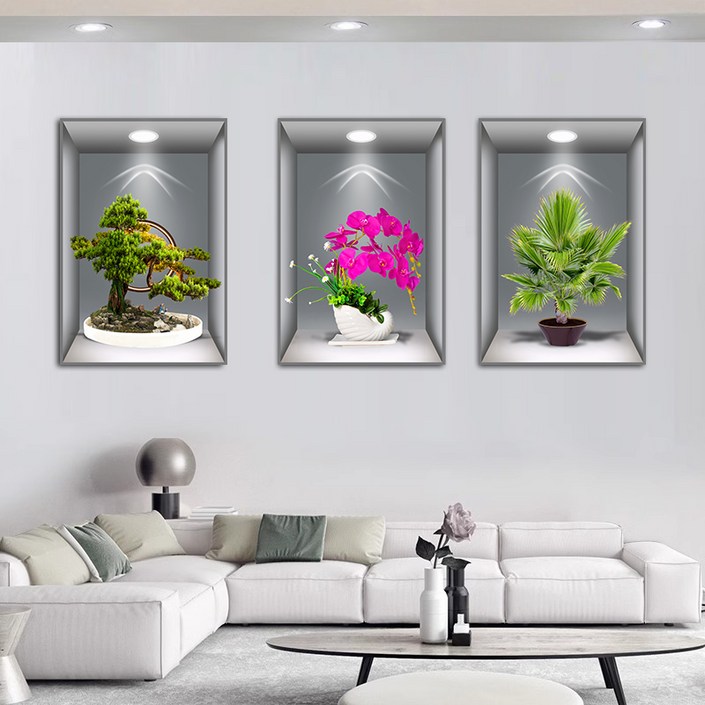 포인트벽지 3D 입체 식물 플라워 화분 장식 벽면 커버 디자인
