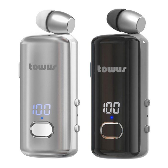 토어스 TOWUS B90C 핸즈프리 원터치 집게형 클립형 멀티페어링 C타입 블루투스 무선 이어폰, 실버