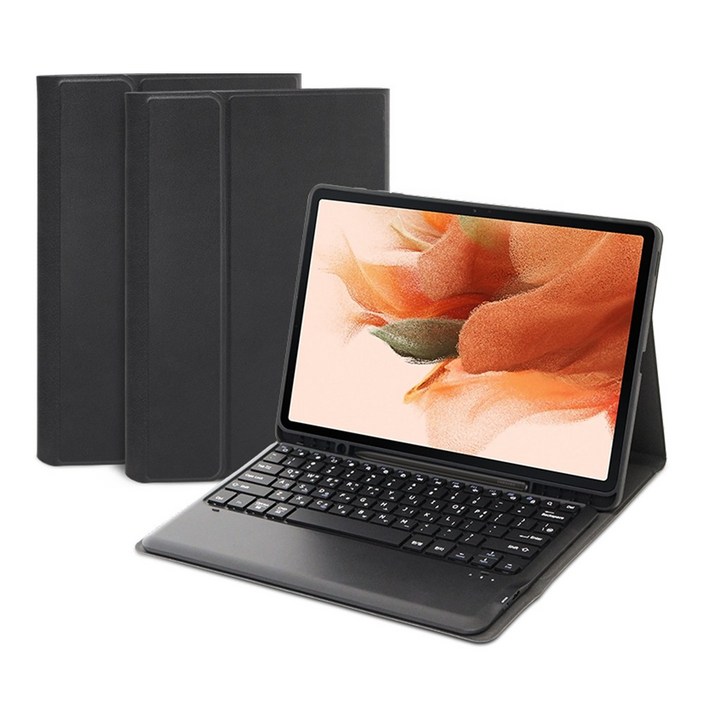 데이웍스 갤럭시탭 S7 FE S7 S8 플러스 블루투스 키보드 케이스 DNTKBS12 교육청 디벗 학교, 블랙 단품,올데이 디펜스, 1개