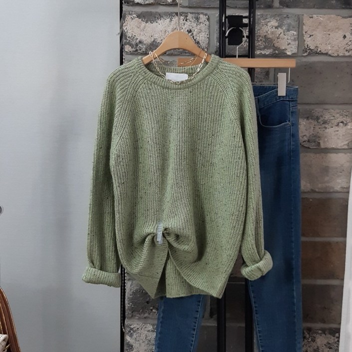 상상그이상 여성용 국내제작 네프 나그랑 라운드니트 예쁜 파스텔 컬러 코트속에 입기 좋은 신축성좋은 편안한 데일리 루즈핏 풀오버 니트 포인트컬러 가성비 좋은 캐주얼룩