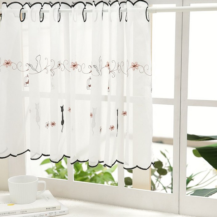 5종자수 바란스커튼 주방가리개커튼