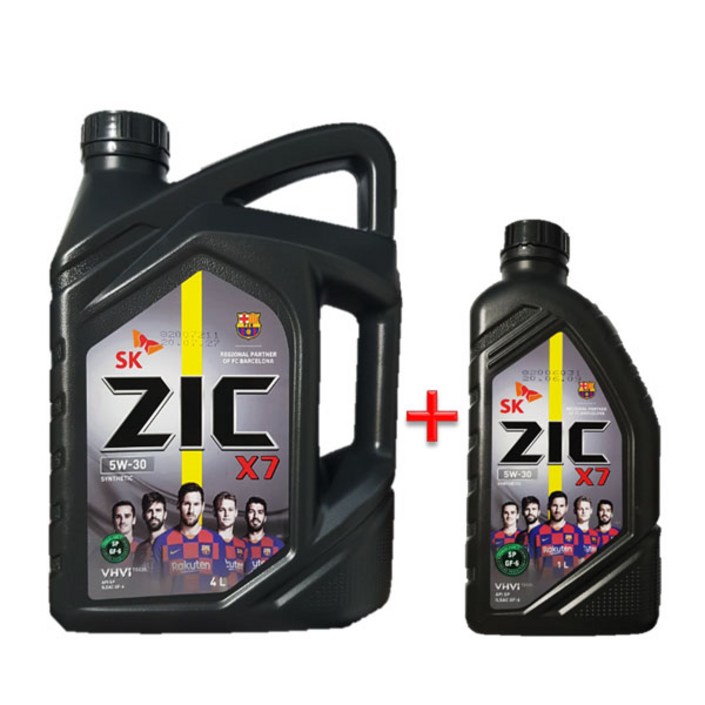 ZIC X7 5W30 SP 4L 1개 + 1L 가솔린 엔진오일, 1개, @ 지크 X7 5W30 4L 1개+1L@1개@