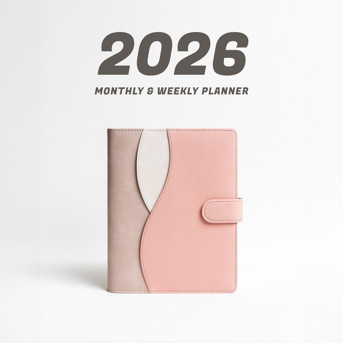 WAVY 프리미엄 6공 비즈니스 2026년 날짜형 다이어리, 더스트 핑크 날짜형