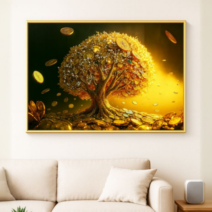 제이레인 돈들어오는 액자 황금나무액자 집들이 센스있는 개업선물액자 황금 돈나무 액자