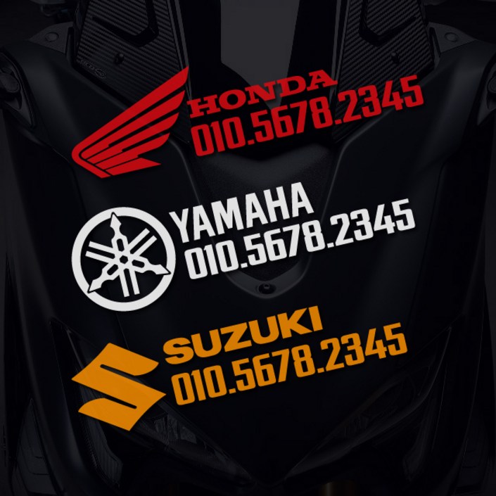 오토바이 전화번호스티커 주차번호알림, 1개, 라지x흰색