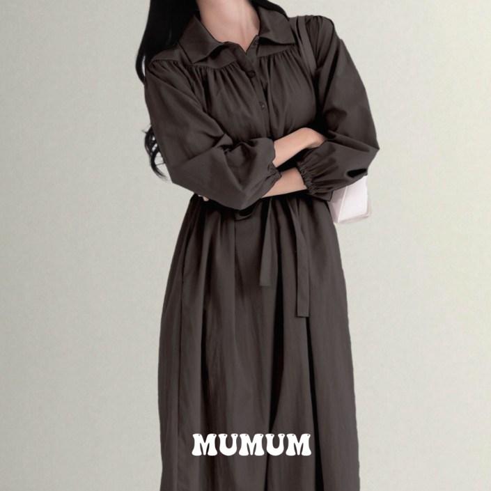 MUMUM 넉넉한 빅사이즈 롱 원피스 가을 봄 간절기 긴팔원피스 5XL까지