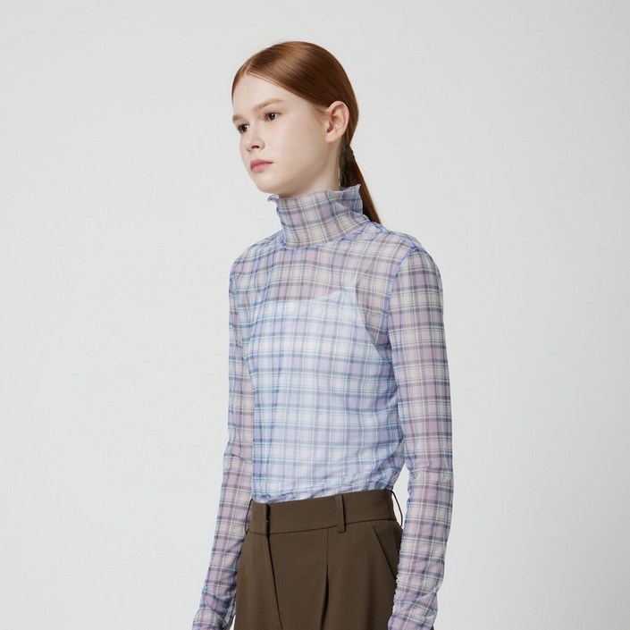 체크 패턴 레이어드 티셔츠_C254PSM053