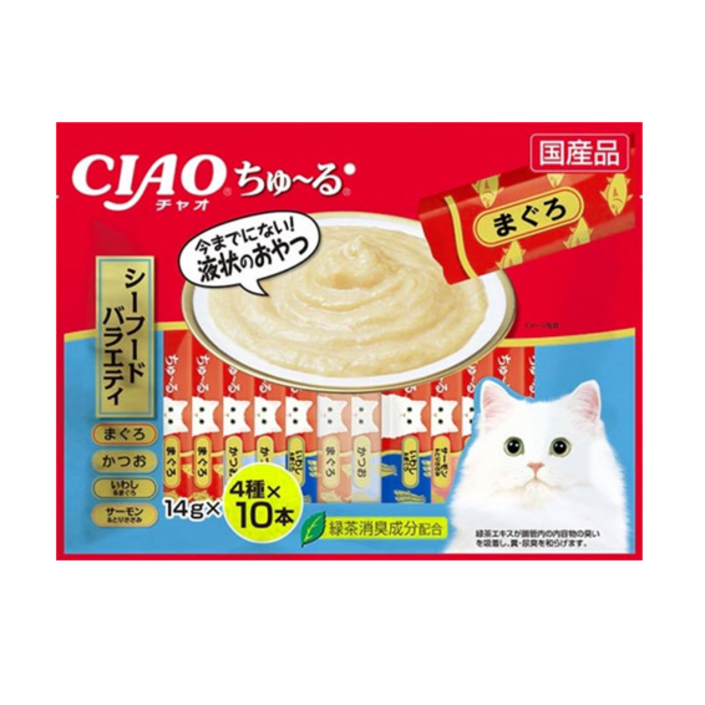 이나바 챠오츄루 고양이 간식, 씨푸드 버라이어티, 560g, 1개 이나바 챠오츄루 고양이 간식, 씨푸드 버라이어티, 560g, 1개