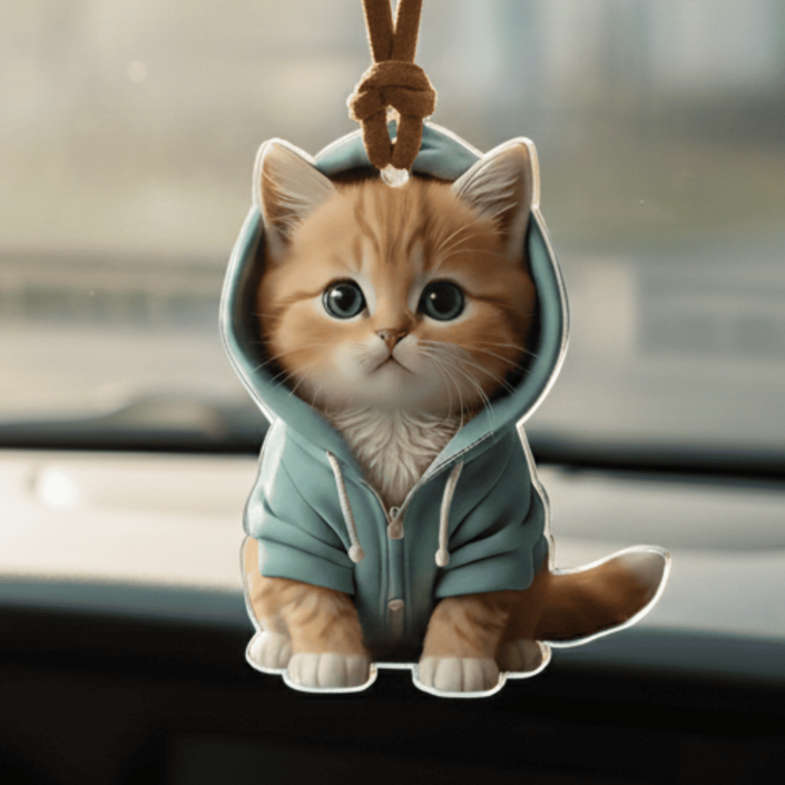 에이트 귀여운 고양이 차량용 룸미러 걸이형 장식품 악세사리