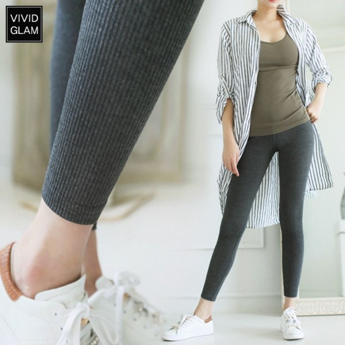 베이직 골지 10부 레깅스 / 빅사이즈 55-77 / 프리미엄 도톰 코튼 원단 / 신축성 좋음