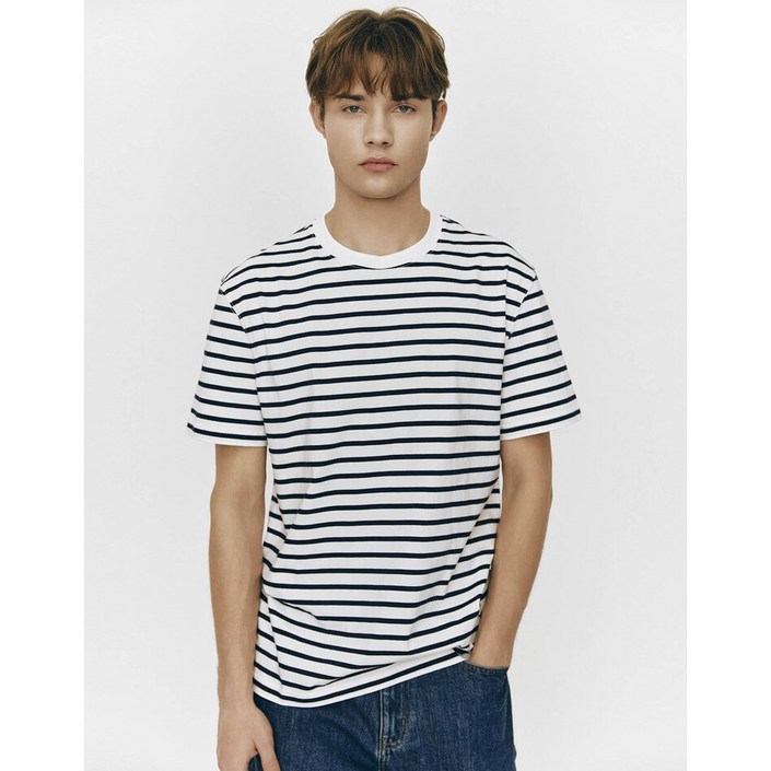 지오다노01025522 NEW 남자 라운드넥  스트라이프 반팔 티셔츠