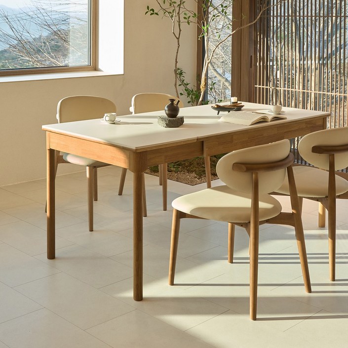 NOON 우디 원목 세라믹 확장형 4인용 6인용 포세린 식탁 1200, 식탁 단품, 오크컬러