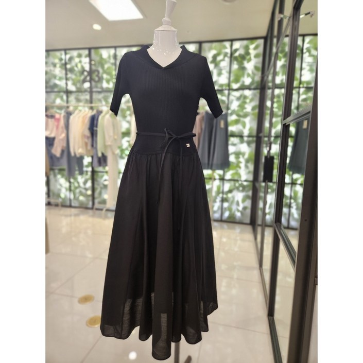 듀엘 DEWE 리본 배색 플레어 원피스 L252PSE040  NC일산