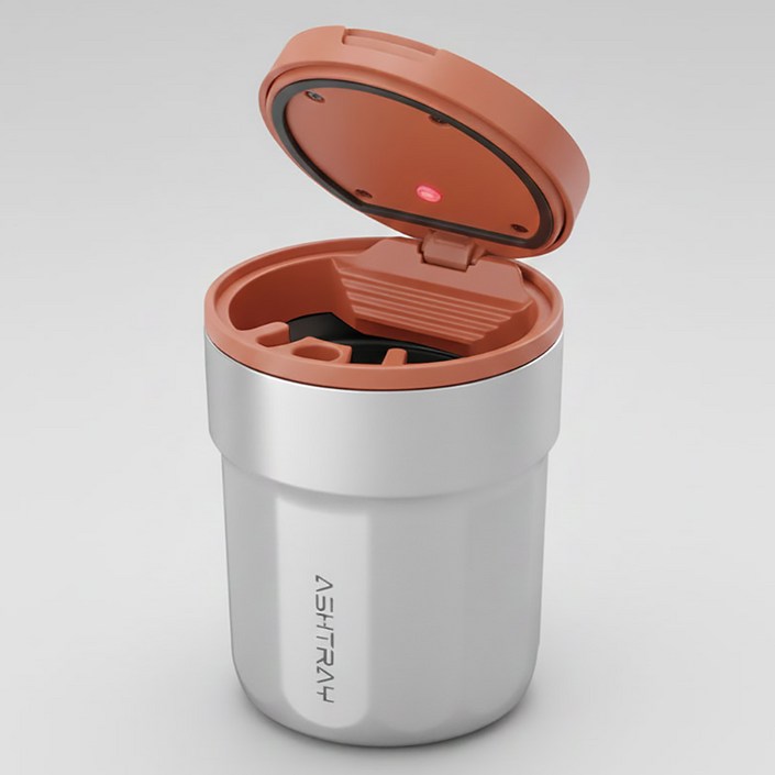 제니븐 차량용 재떨이 자동차 스테인리스 재털이, 오렌지, 1개