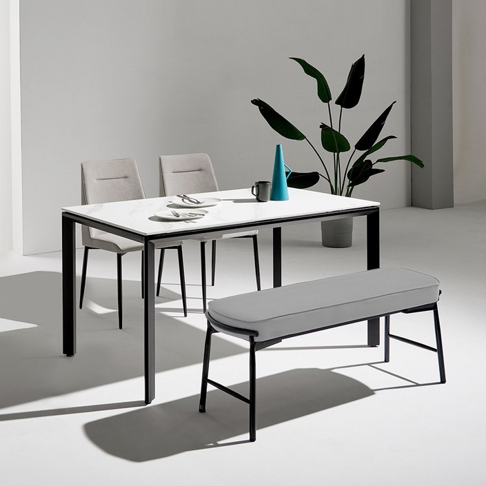 유씨엠 레이븐 4인용 세라믹 식탁세트 (테이블+의자2+벤치1)