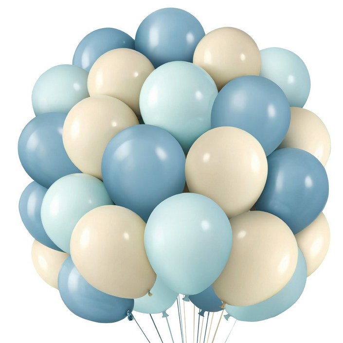 해피제이니 비비드 마카롱 라텍스 파티풍선 50P, 1세트, 베이비블루크림