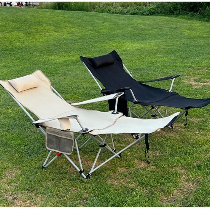 ALVI 컵홀더 접이식 초경량 휴대용 각도조절 릴렉스 캠핑의자 리클라이너, 1개, 블랙