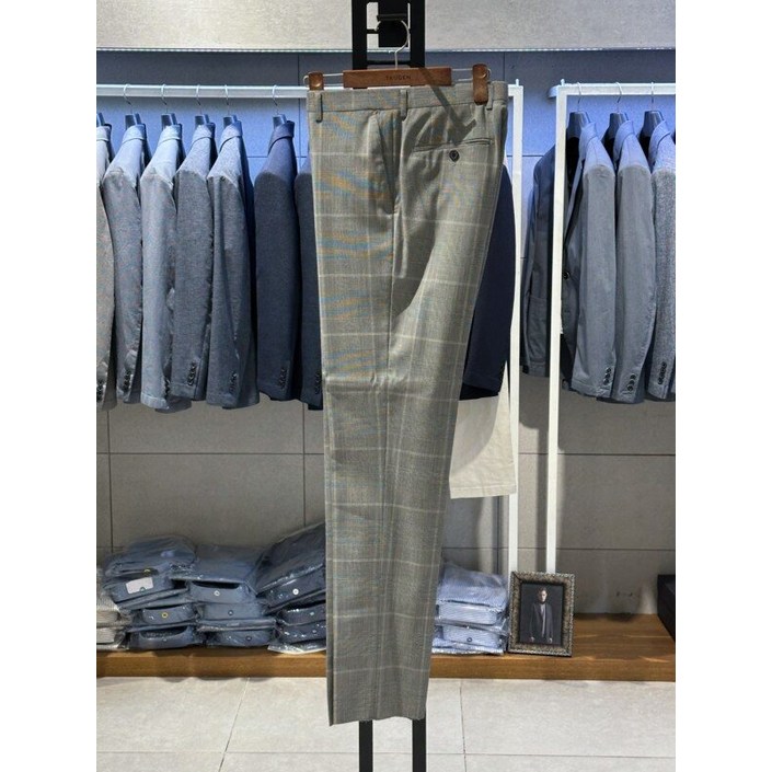 트루젠 봄여름 특가 프리미엄 모100 고급원단 그레이체크 비지니스 캐주얼 팬츠 남자 정장바지 226623055234